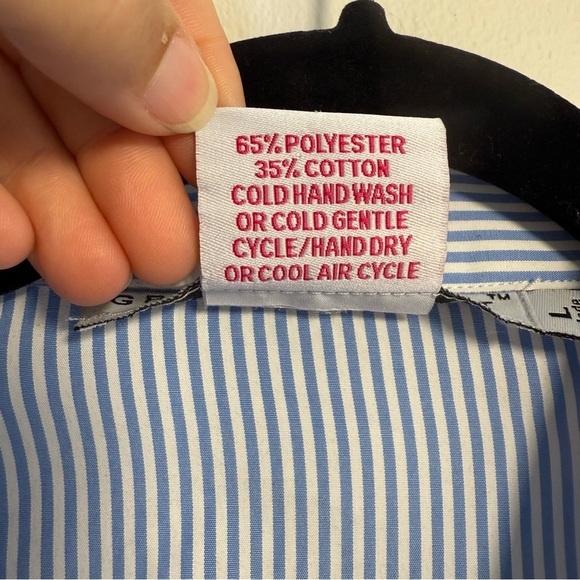 Gretchen Scott Blue White Striped Button Down Shirt 3/4 Ruffled Cuff Sleeves - Picture 5 of 5